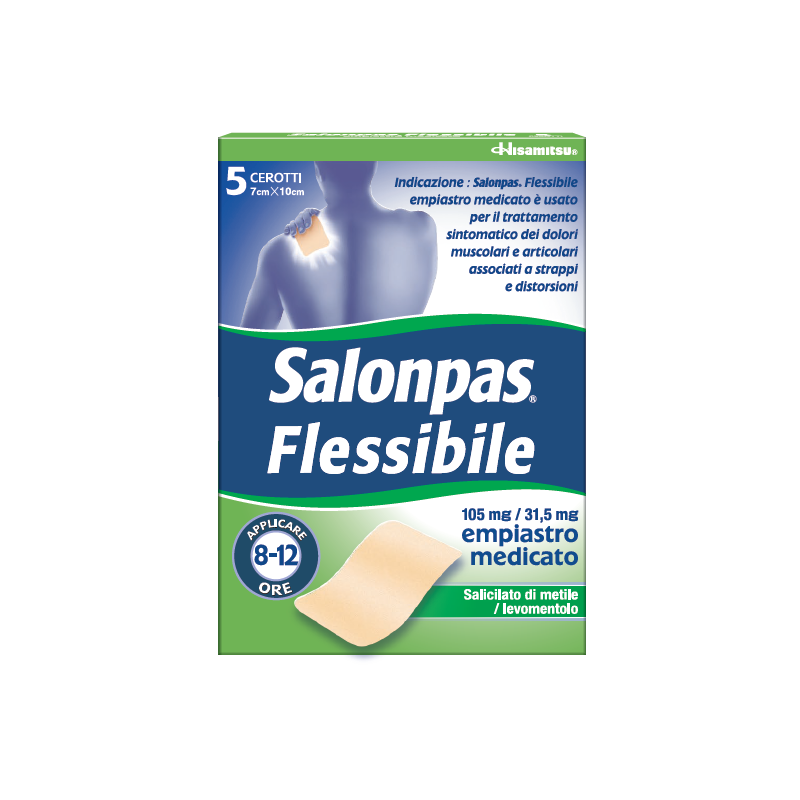 SALONPAS FLESSIBILE 105 MG/31,5 MG EMPIASTRO MEDICATO 5 EMPIASTRI IN BUSTINA