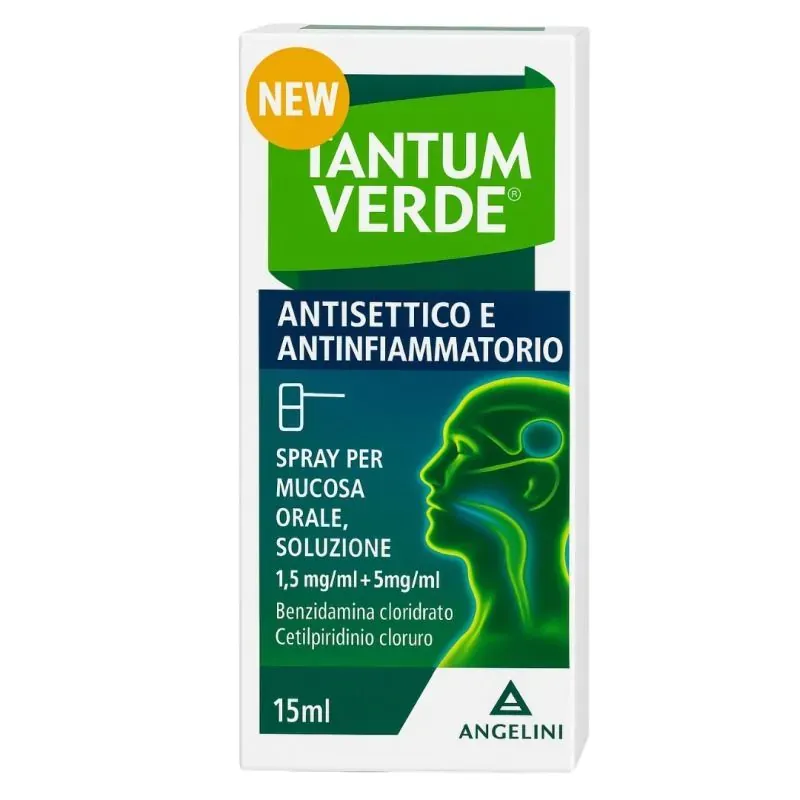 TANTUM VERDE ANTISETTICO 1,5 MG/ML + 5 MG/ML SPRAY PER MUCOSA ORALE FLACONE DA 15 ML