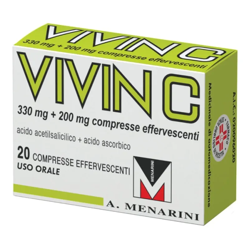 Vivin C - 330mg+200mg Acido Acetilsalicilico / Acido Ascorbico - 20 Compresse Effervescenti