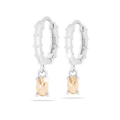 Medical Jewels 442 Orecchini Cerchio argento con pietra pendente rosa