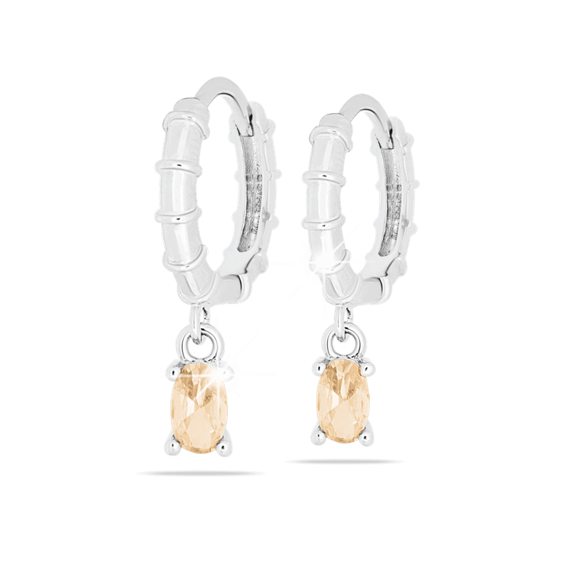 Medical Jewels 442 Orecchini Cerchio argento con pietra pendente rosa