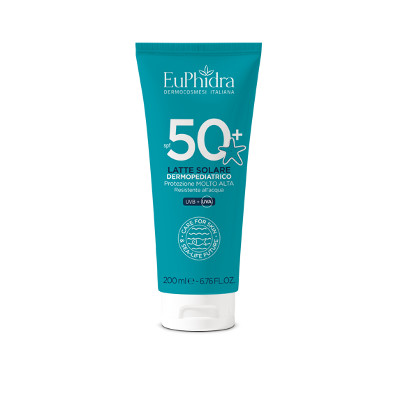 Euphidra Latte Solare Dermopediatrico - Fattore Di Protezione 50+ - Protezione Molto Alta - 200ml