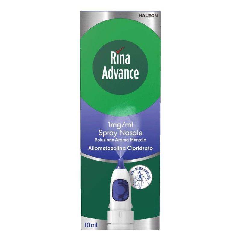 RINAADVANCE 1 MG/ML SPRAY NASALE SOLUZIONE MENTOLO 1 FLACONE IN HDPE DA 10 ML CON POMPA ATTIVATA CON TASTO LATERALE