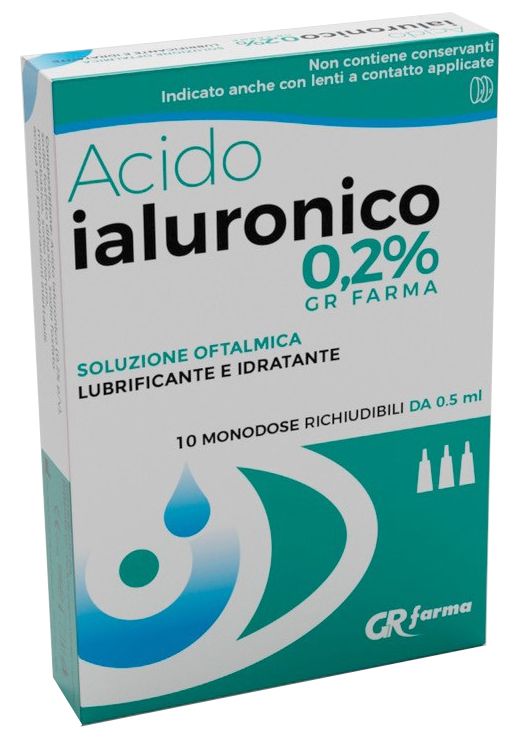 COLLIRIO SOLUZIONE OFTALMICA LUBRIFICANTE E IDRATANTE ACIDO IALURONICO 0,2% 10 MONODOSE RICHIUDIBILI DA 0,5 ML