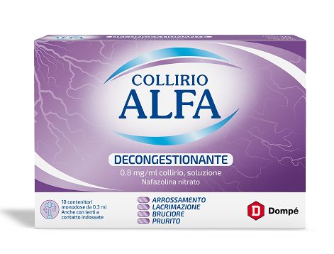 COLLIRIO ALFA DECONGESTIONANTE 0,8 MG/ML - 10 CONTENITORI MONODOSE 0,3 ML