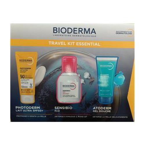 BIODERMA TRAVEL KIT SUMMER ESSENTIAL 2026 1 SENSIBIO H2O 100 ML + 1 PHOTODERM LAIT SPF50+ 100 ML + 1 ATODERM GEL DOUCHE 100 ML