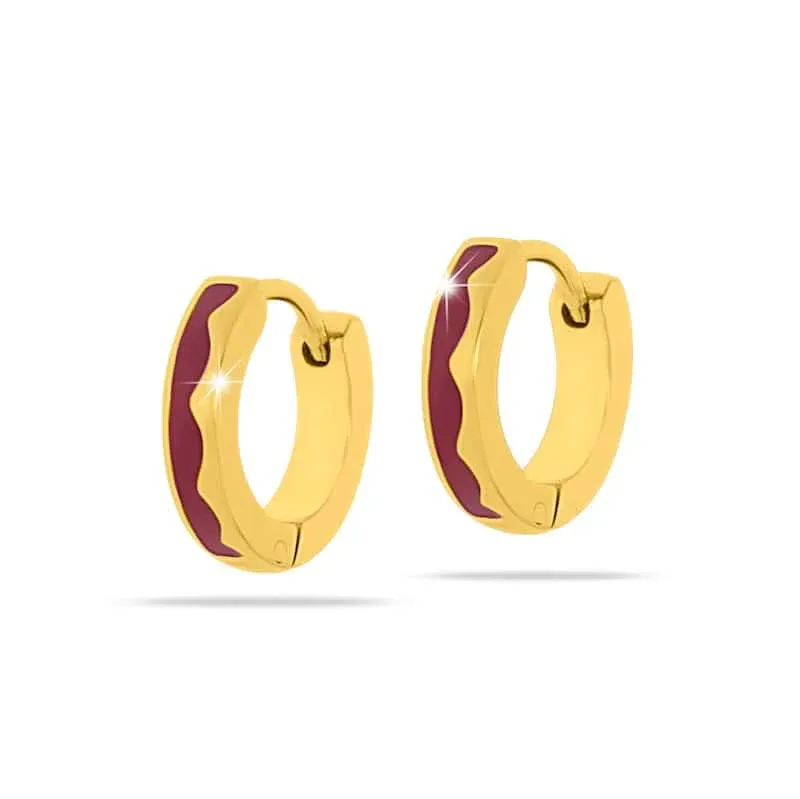 ORECCHINI CERCHIETTI ORO SMALTATO ROSSO - MJ POST 520