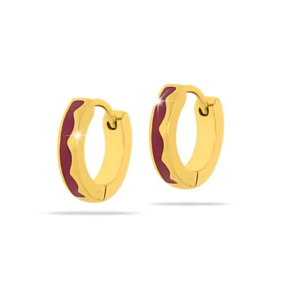 ORECCHINI CERCHIETTI ORO SMALTATO ROSSO - MJ POST 520