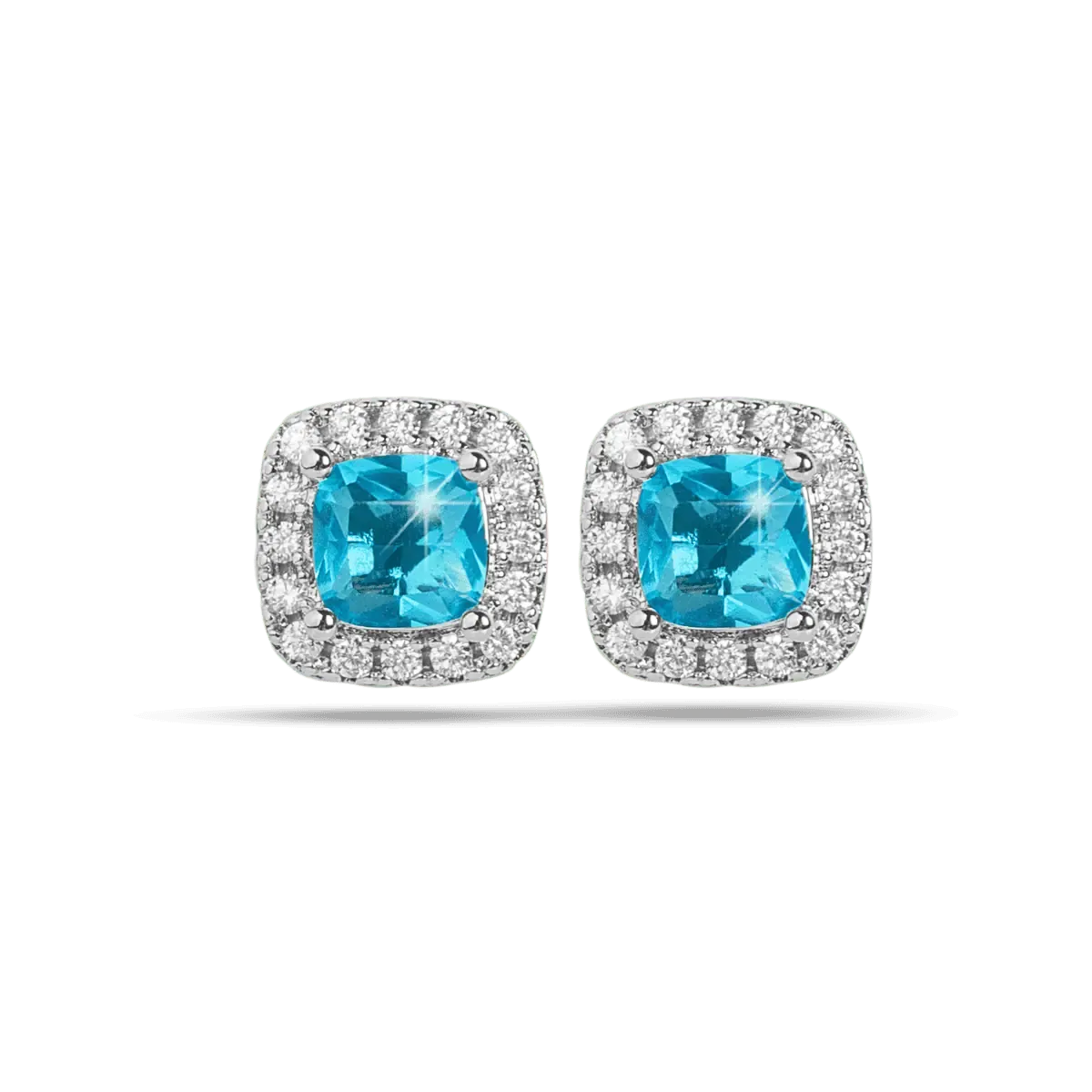 MJ Medical Jewels 461 ​Orecchino Anallergico Pietra Quadrata Acquamarina