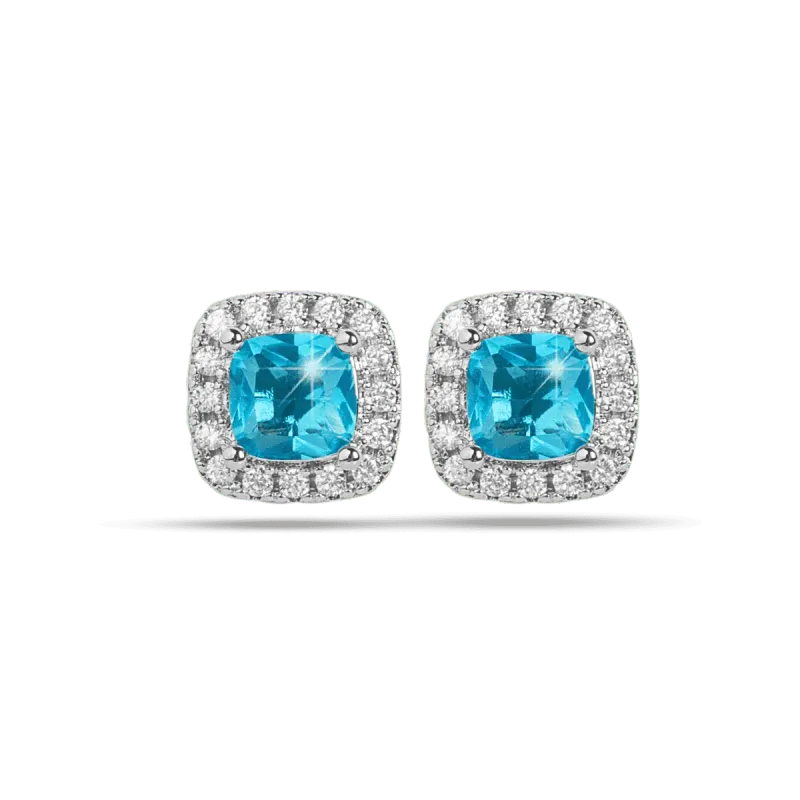 MJ Medical Jewels 461 ​Orecchino Anallergico Pietra Quadrata Acquamarina