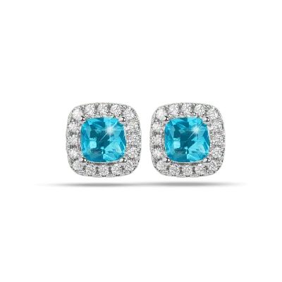 MJ Medical Jewels 461 ​Orecchino Anallergico Pietra Quadrata Acquamarina
