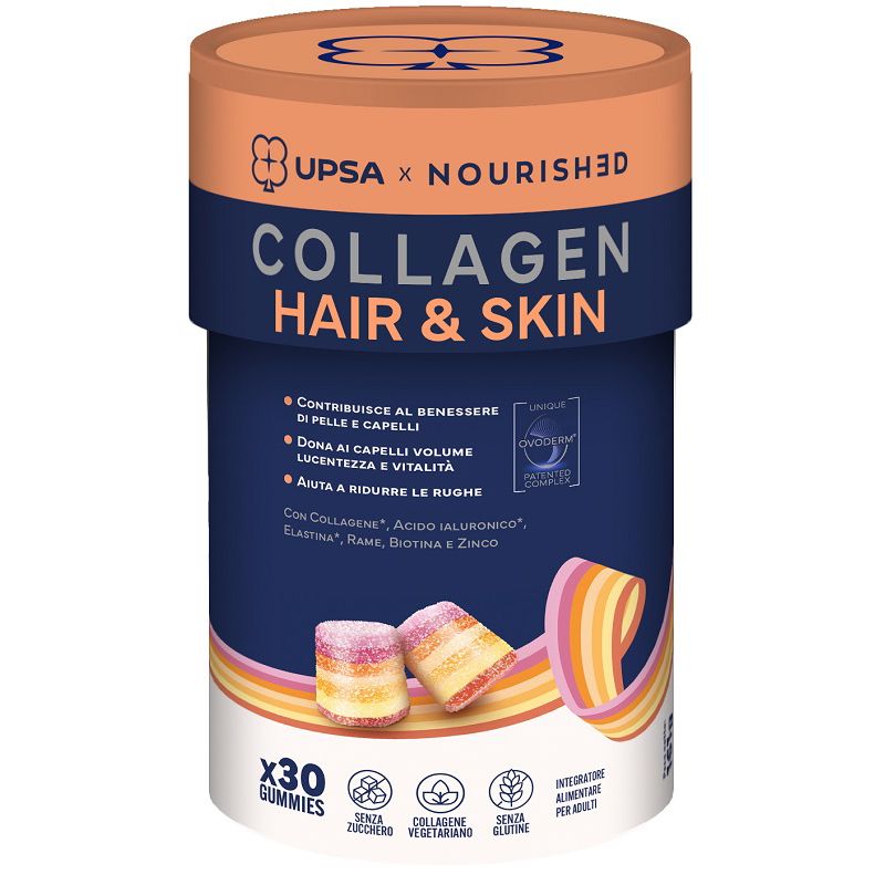 UPSA X NOURISHED COLLAGEN HAIR &amp; SKIN 30 GUMMIES SENZA GLUTINE