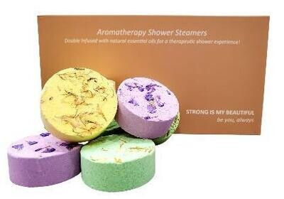 ESSENTIAL PACK:  Strong Is My Beautiful™ Aromatherapy Shower Steamers – Lemon; Lavender; Eucalyptus; Mint.
