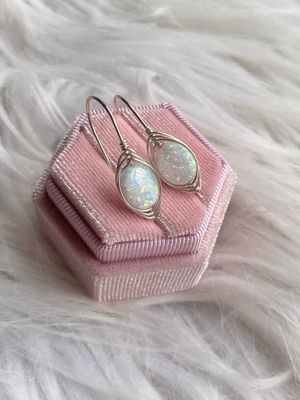 White Opal Earrings