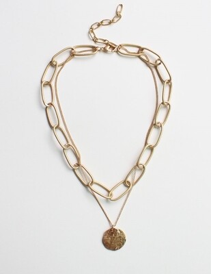 Chain with Coin Layered 17"-19" Necklace