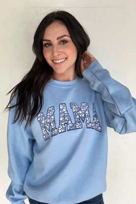 Blue Floral Mama Sweatshirt