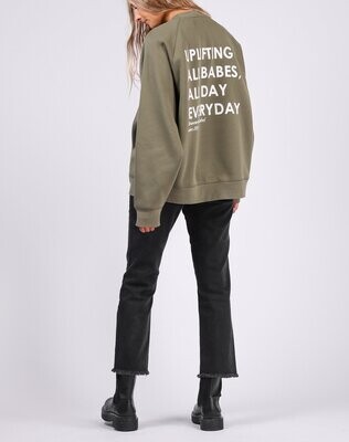 Kindness and Uplift NYBF Crewneck in Olive