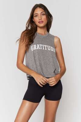 Gratitude Crop Tank in Heather Grey