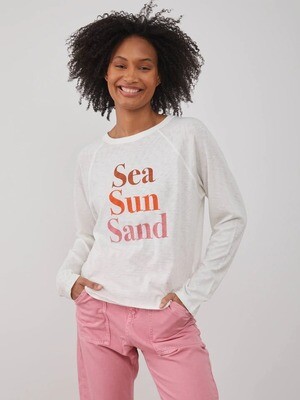 Sea Sun Sand Lenny Long Sleeve Tee in Off White