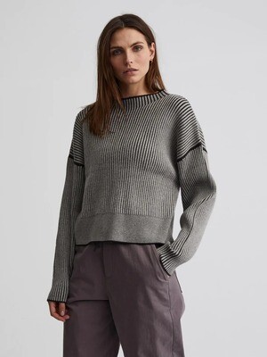 Grant Knit in Mid Grey/ Light Grey