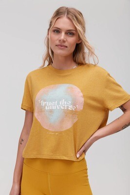 Trust the Universe Crop Tee in Gold