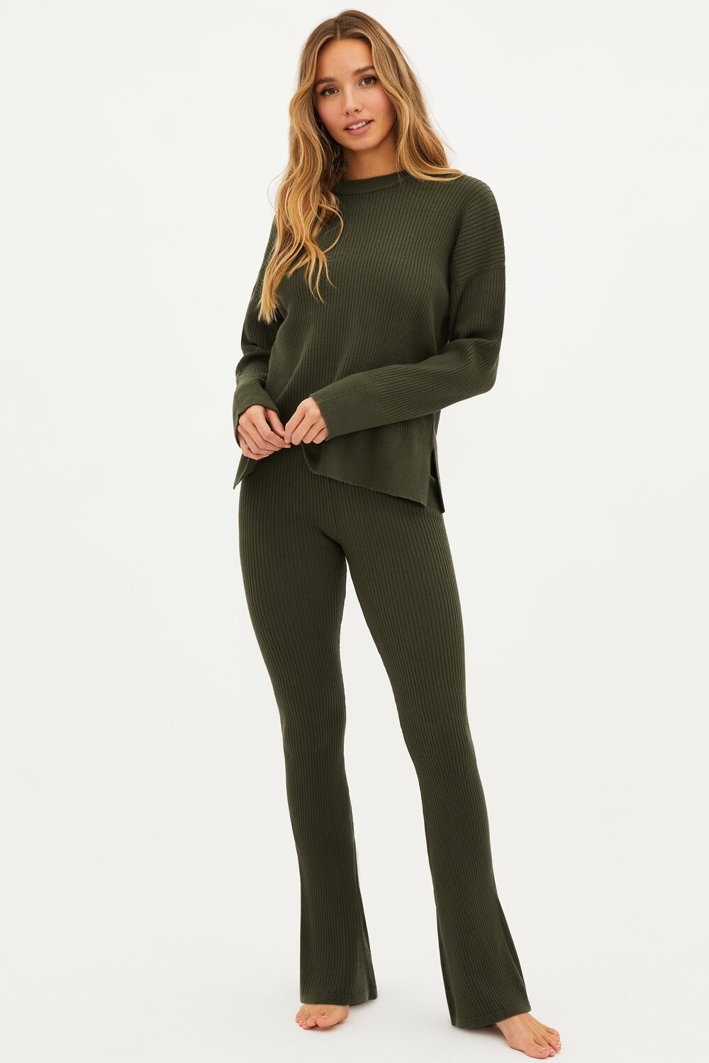 Tory Pant in Olive Sweater Rib