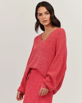 Ana Sweater in Pink Red Marle