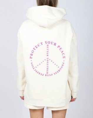 Protect Yourself Big Sister Hoodie in Almond Milk