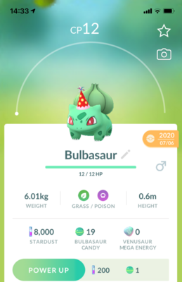 Bulbasaur Party Hat - Pokemon GO Trade