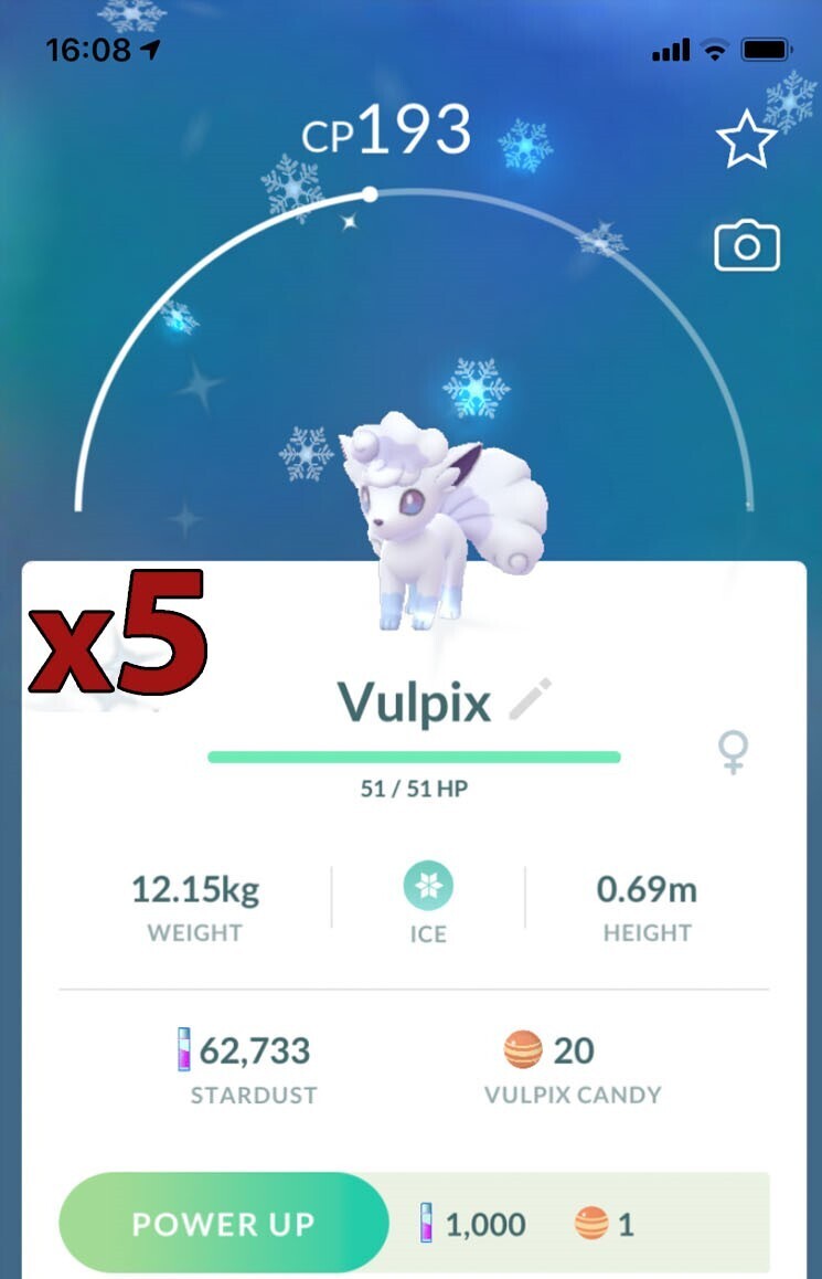 #037 - Alolan Vulpix [x5] - Pokemon GO Trade