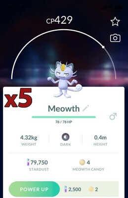 Alolan Meowth [x5] - Pokemon GO Trade