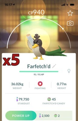 Galarian Farfetch&#39;d [x5] - Pokemon GO Trade