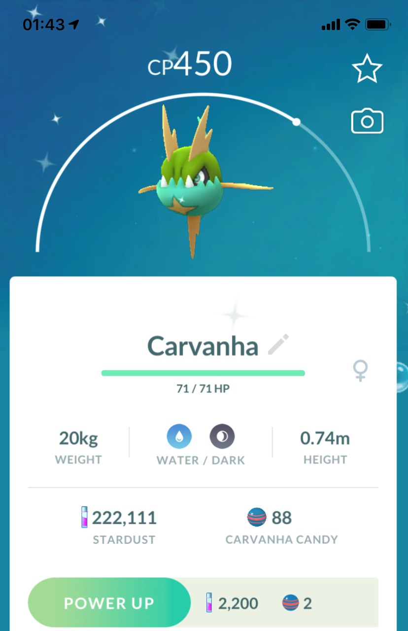 Shiny Carvanha - Pokemon GO Trade