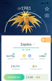 #145 - Zapdos Lv20 - Pokemon GO Trade