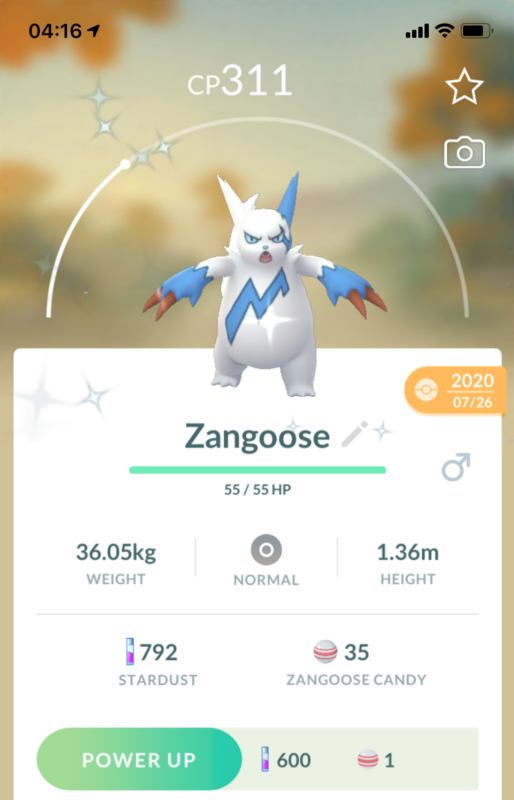 #335 - Shiny Zangoose - Pokemon GO Trade