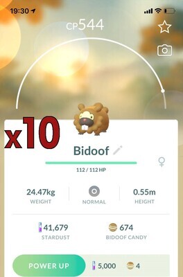 #399 - Bidoof with Superpower Charge Move [x10] - Pokemon GO Trade