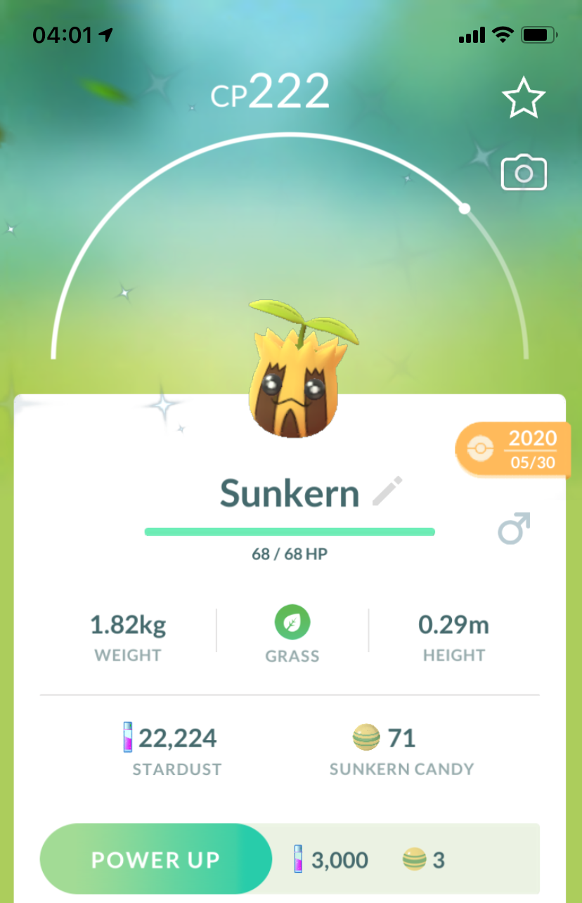 #191 - Shiny Sunkern - Pokemon GO Trade