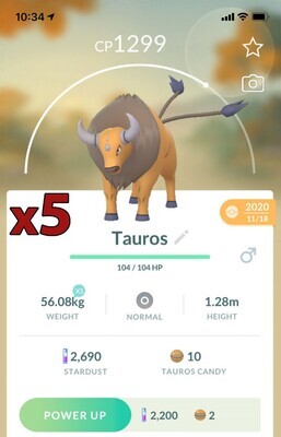 Tauros [x5] - Pokemon GO Trade