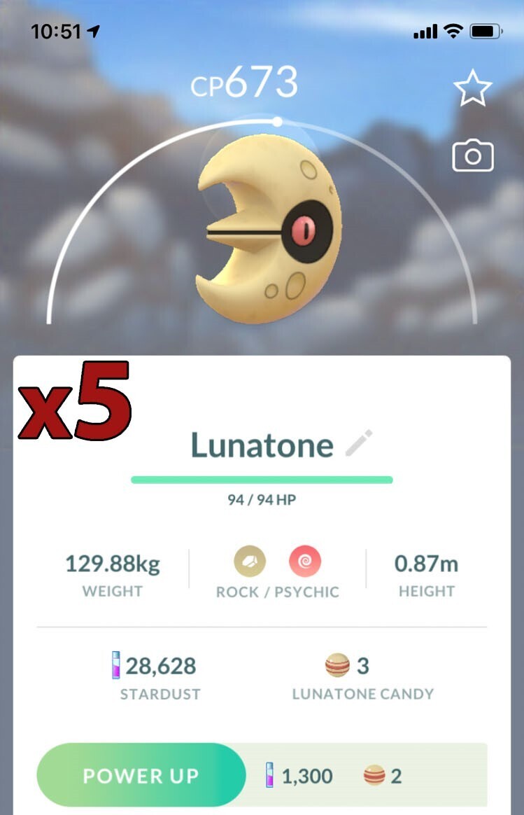 Lunatone [x5] - Pokemon GO Trade