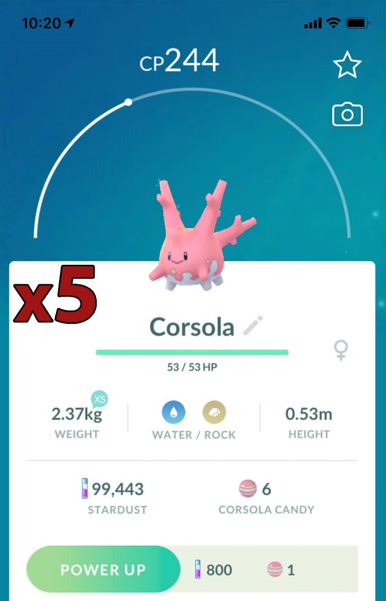 #222 - Corsola [x5] - Pokemon GO Trade