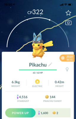 Pikachu with Lucario Hat - Pokemon GO Trade
