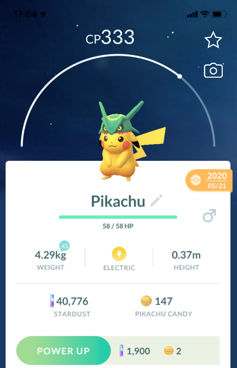 Pikachu with Rayquaza Hat - Pokemon GO Trade