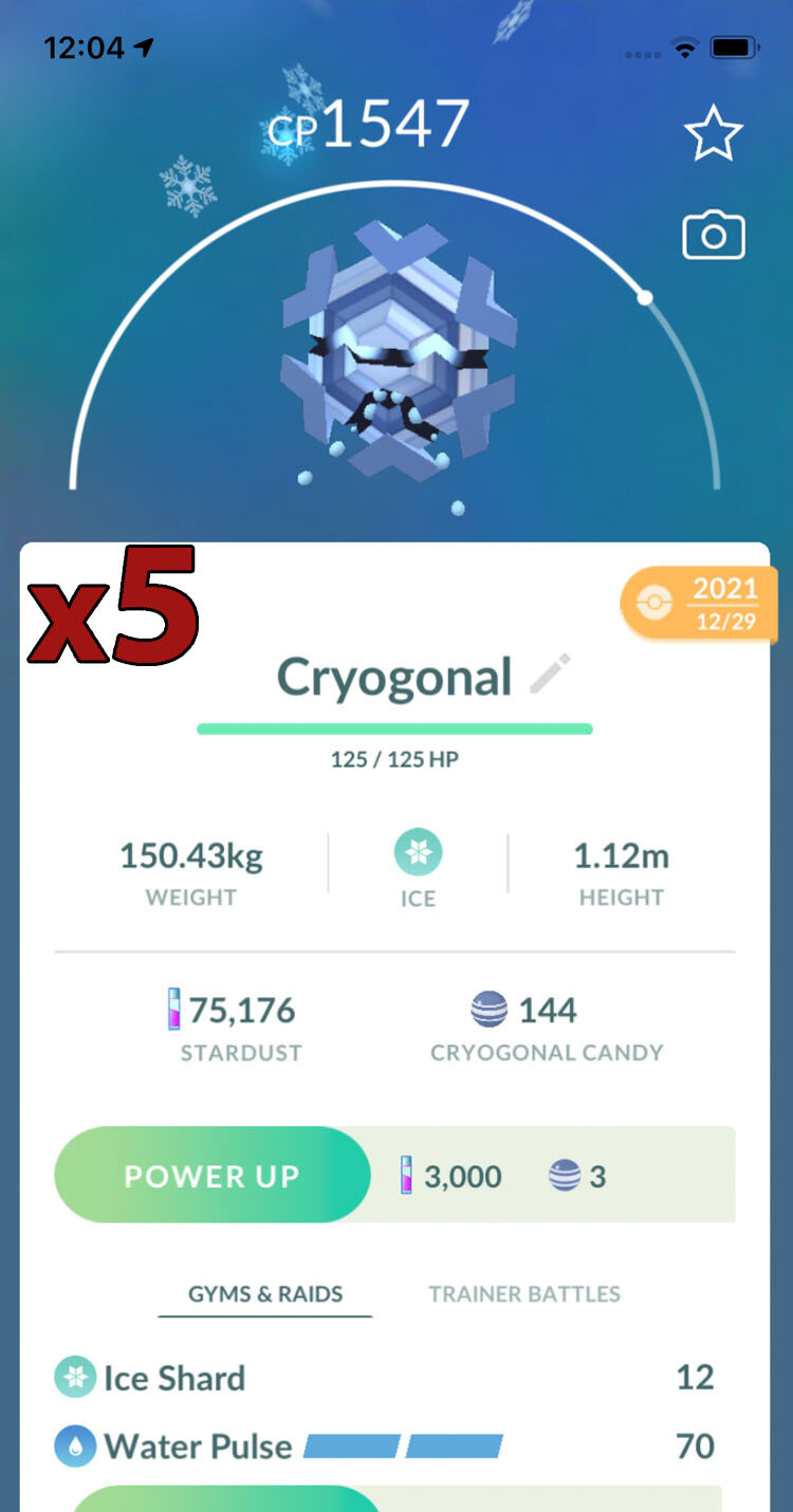Cryogonal Trades [x5] - Pokemon GO Trade