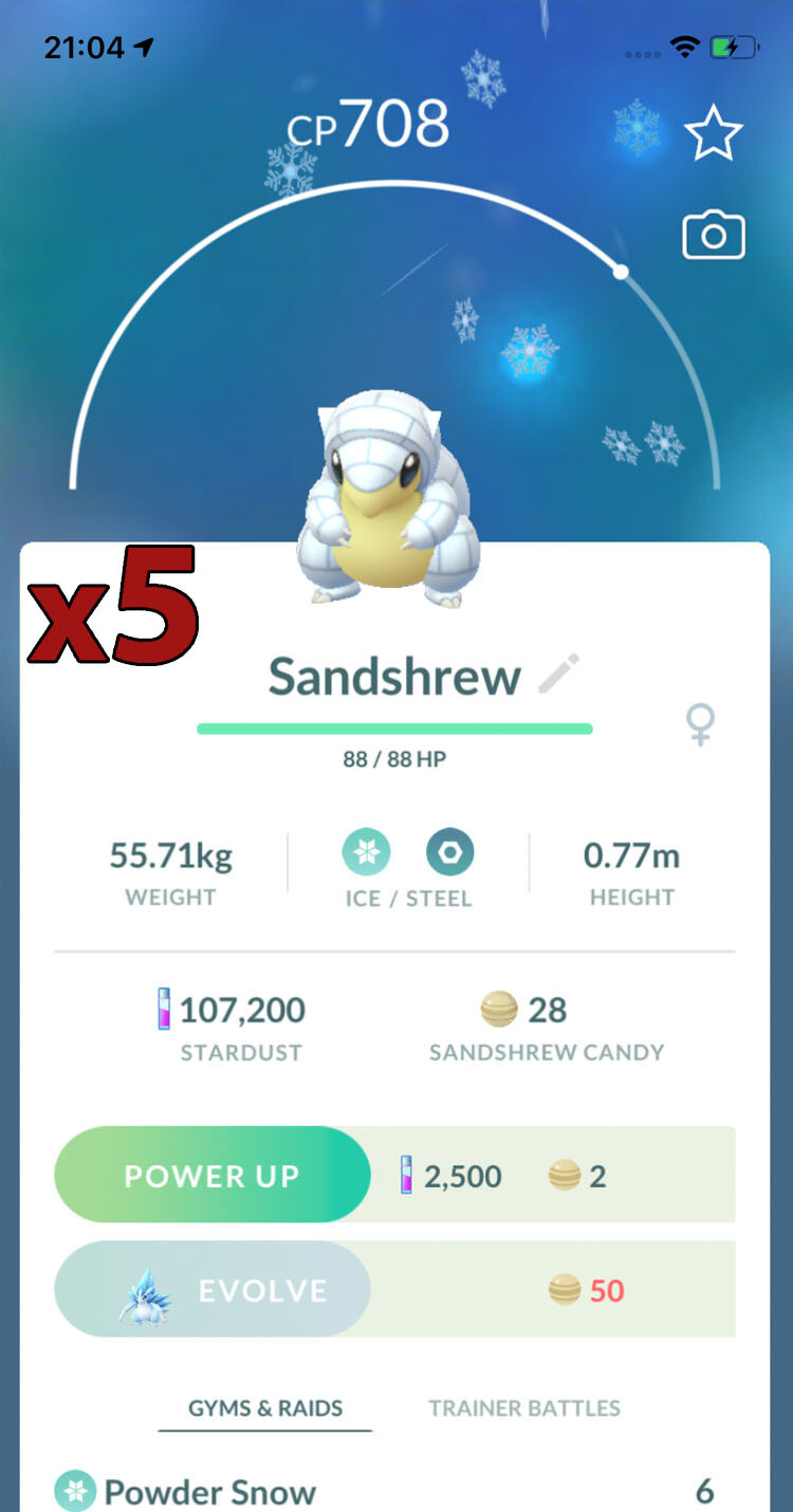 Alolan Sandshrew Trades [x5] - Pokemon GO Trade