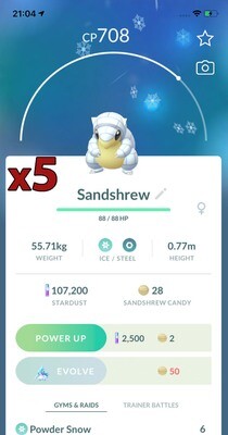 Alolan Sandshrew Trades [x5] - Pokemon GO Trade