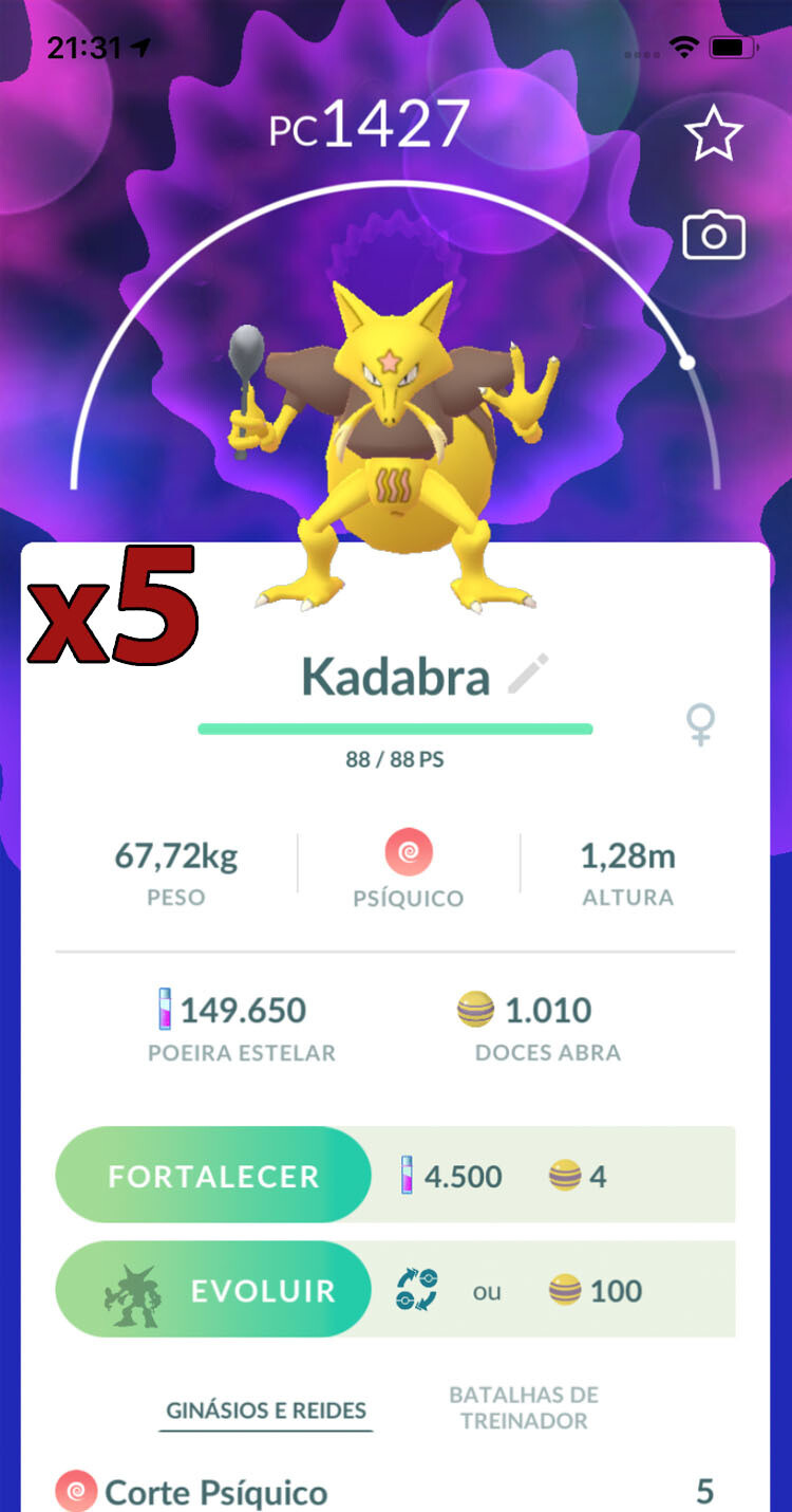 Kadabra Trades [x5] - Pokemon GO Trade / Instant evolve into Alakazam !