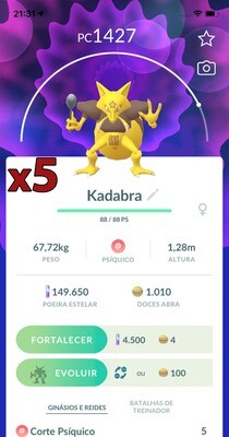 Kadabra Trades [x5] - Pokemon GO Trade / Instant evolve into Alakazam !