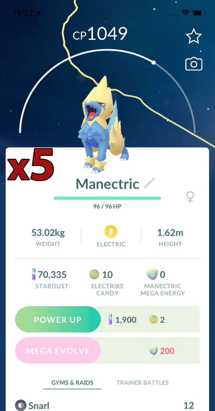 #310 - Manectric Trades [x5] - Pokemon GO Trade