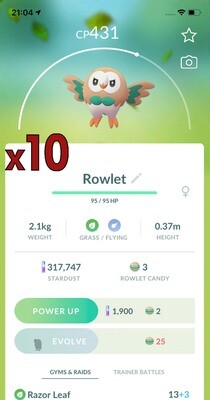 Rowlet Trades [x10] - Pokemon GO Trade