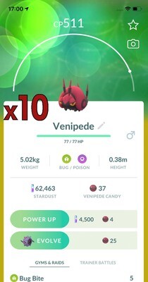 Venipede Trades [x10] - Pokemon GO Trade